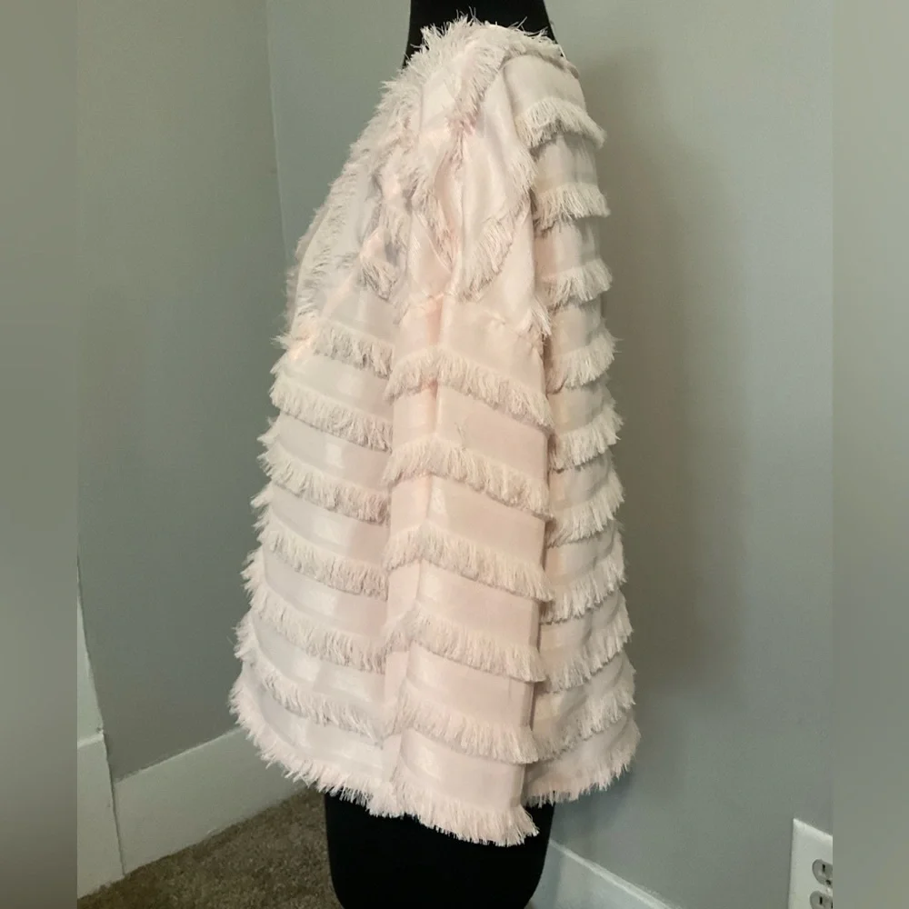 Cupio pale pink fringed blouse. Size Medium - Picture 2 of 7